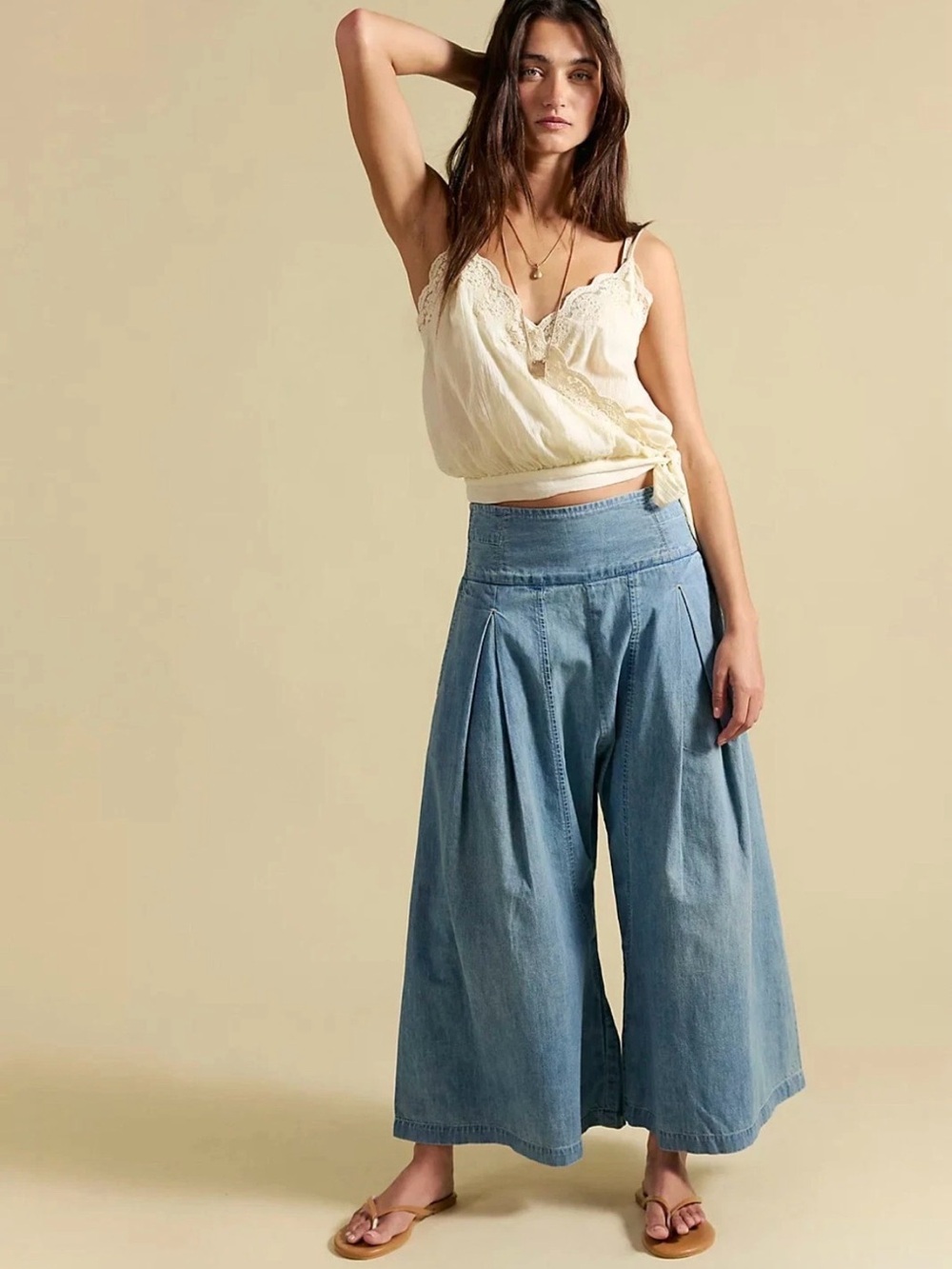 We The Free Light Blue Denim Harem Wide-Leg Pants - Picture 2 of 10